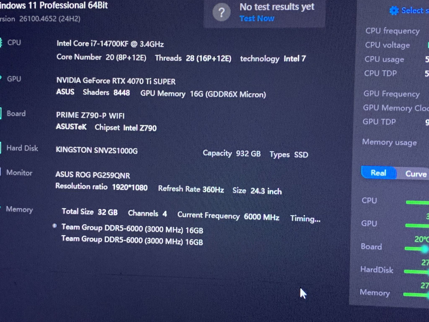 Intel i7 14700KF 32GB DDR5 RTX4070ti Super 16GB 1TB SSD Refurbished