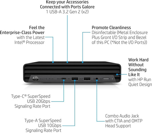 HP Elite Mini 800 G9 i5 12500T 16GB 256GB W11 Pro refurbished
