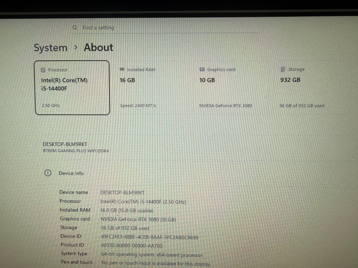 Intel 14400F 16GB 1TB RTX 3080 10GB