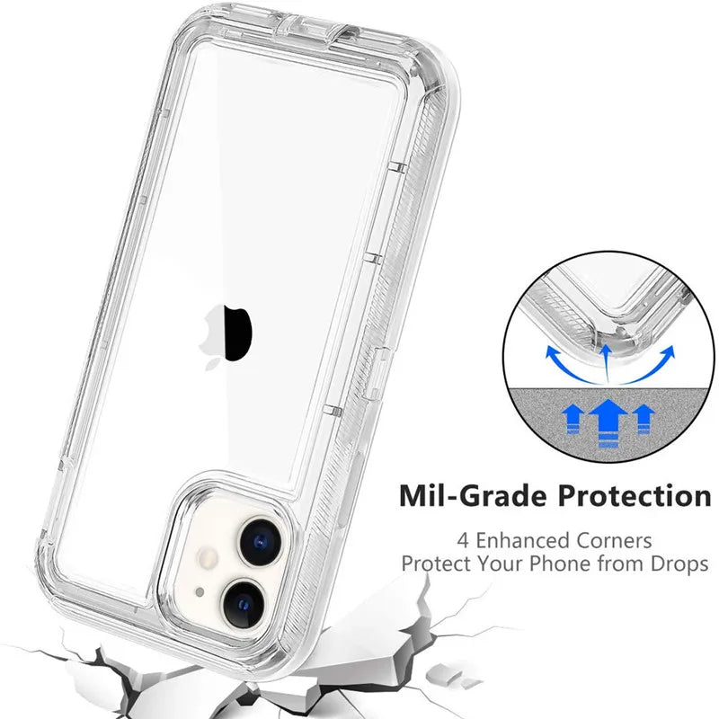 iPhone case For IPhone 15 14 13 12 11 Pro Max XR XS 6S 7 8 Plus Clear/ blue/ Gray Transparent Shockproof Armor Glossy Plain Phone Case Cover