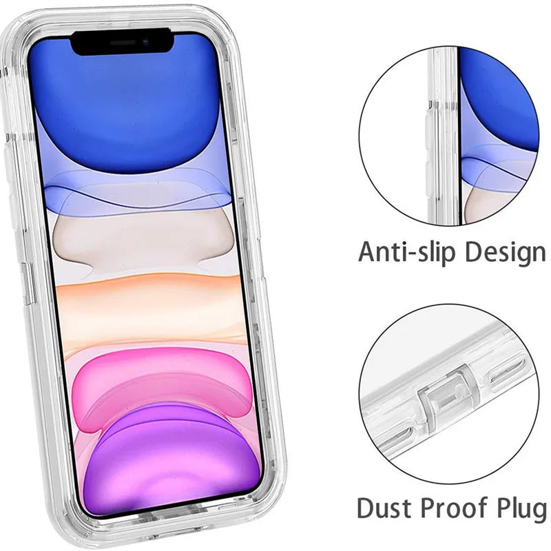 iPhone case For IPhone 15 14 13 12 11 Pro Max XR XS 6S 7 8 Plus Clear/ blue/ Gray Transparent Shockproof Armor Glossy Plain Phone Case Cover