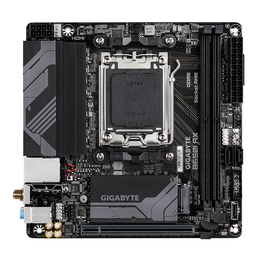 Gigabyte B650I AX motherboard, manufacturer reference image