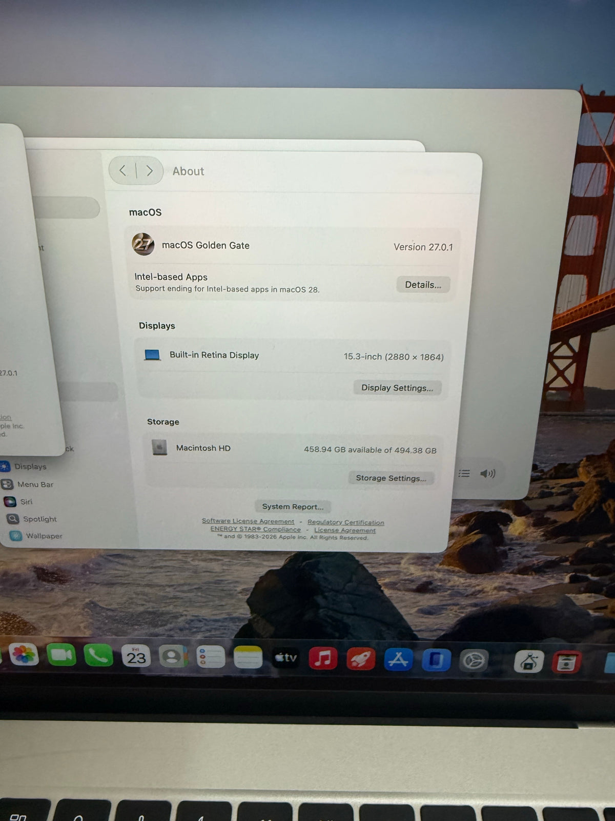 Actual MacBook Air 15-inch M3 system and display photo